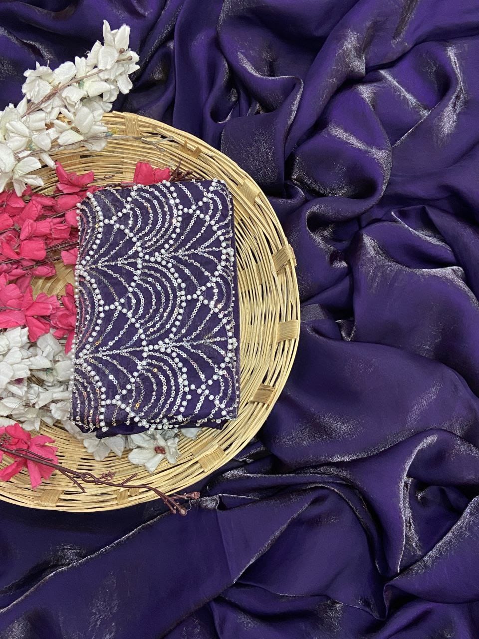 Nakshathra - Space Silk Saree With Designer Blouse