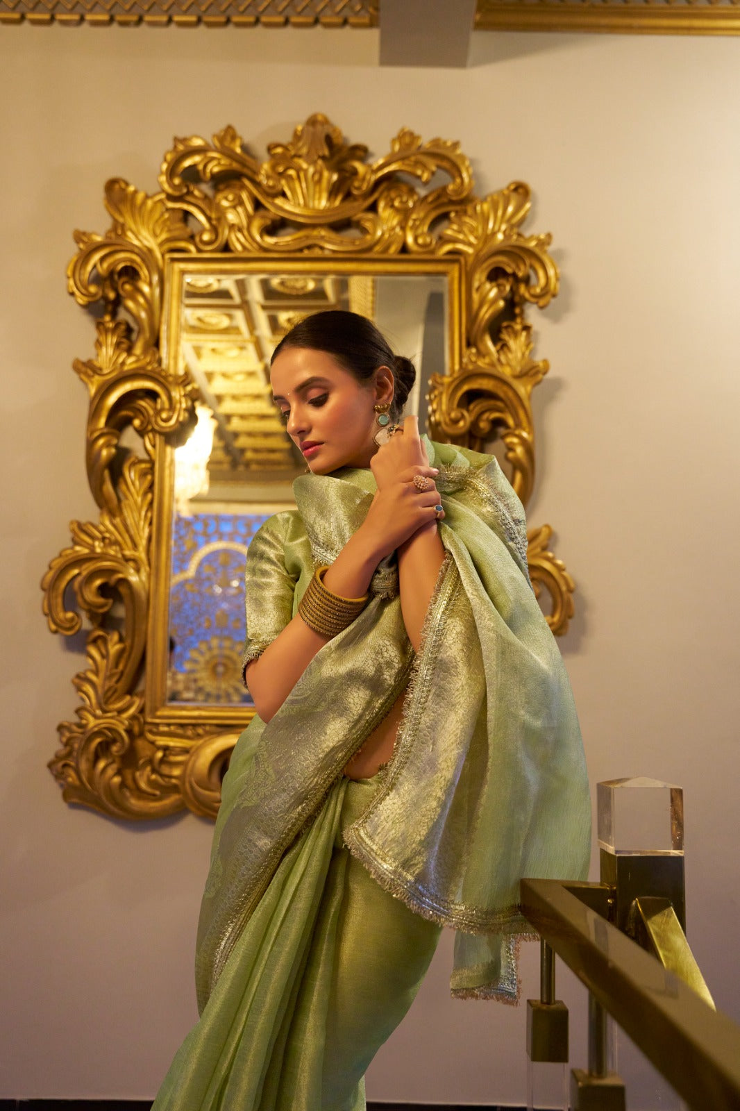 Vani - Green Tissue Shimmer Saree