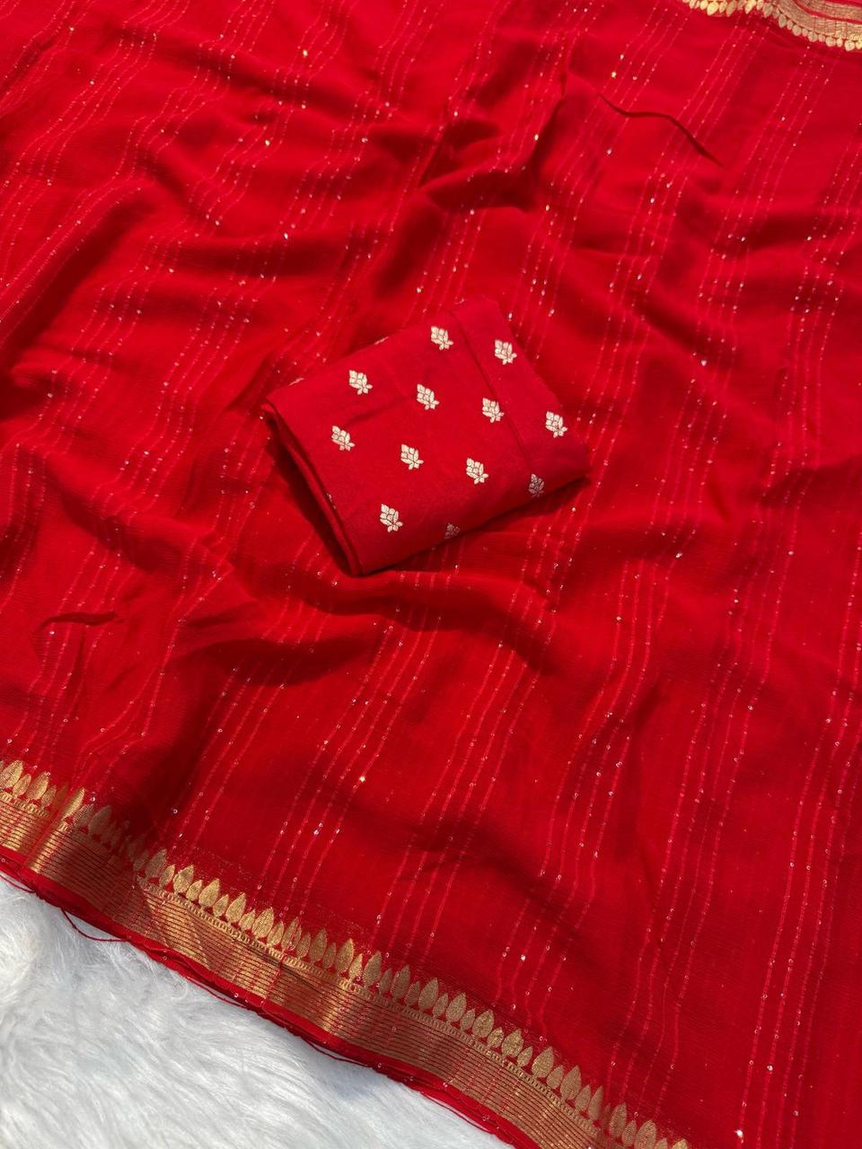 Rekha - Viscose Georgette Sequence Saree