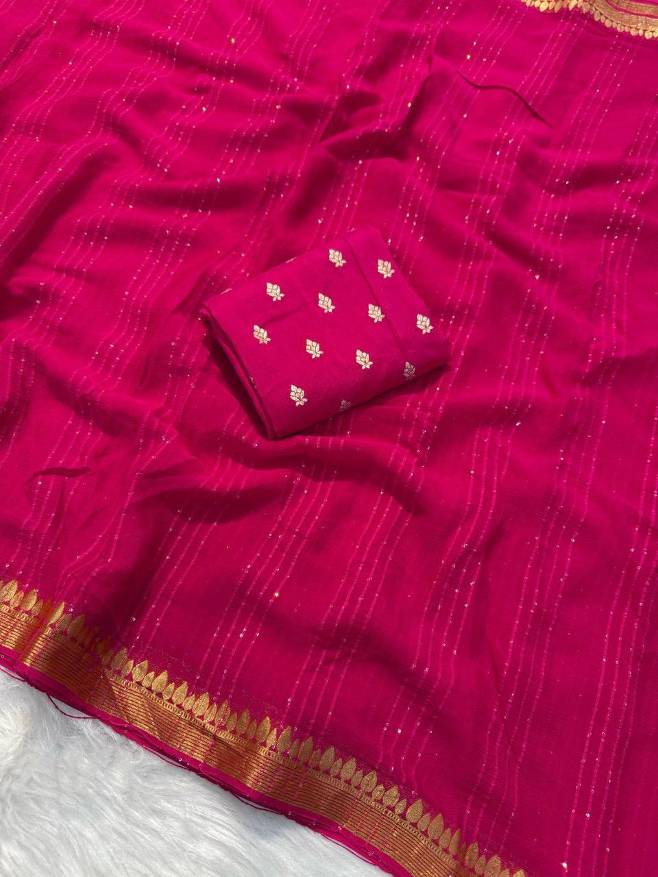 Rekha - Viscose Georgette Sequence Saree