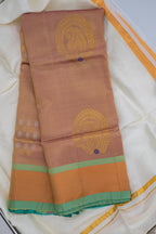 Gold with Green Border Pure Soft Silk Saree