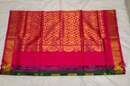 Green with Pink Border Pure Soft Silk Saree