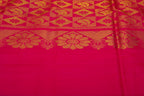 Green with Pink Border Pure Soft Silk Saree