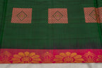 Green with Pink Border Pure Soft Silk Saree