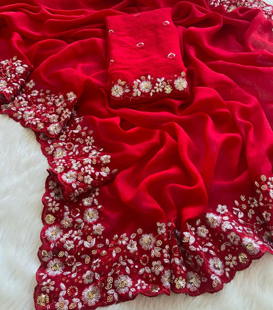 Subhadra - Silk Crush Saree with Sequin & Embroidery