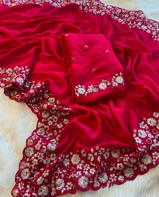 Subhadra - Silk Crush Saree with Sequin & Embroidery