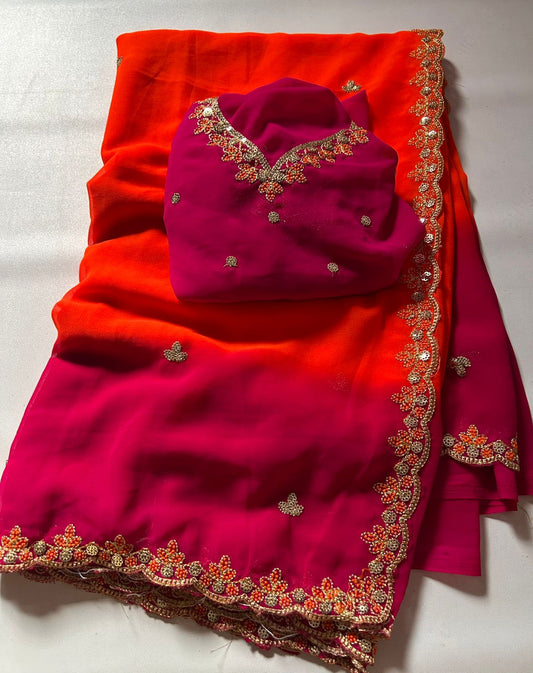 Yamika - Georgette Embroidary Saree