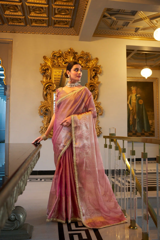 Vani - Pink Tissue Shimmer Saree