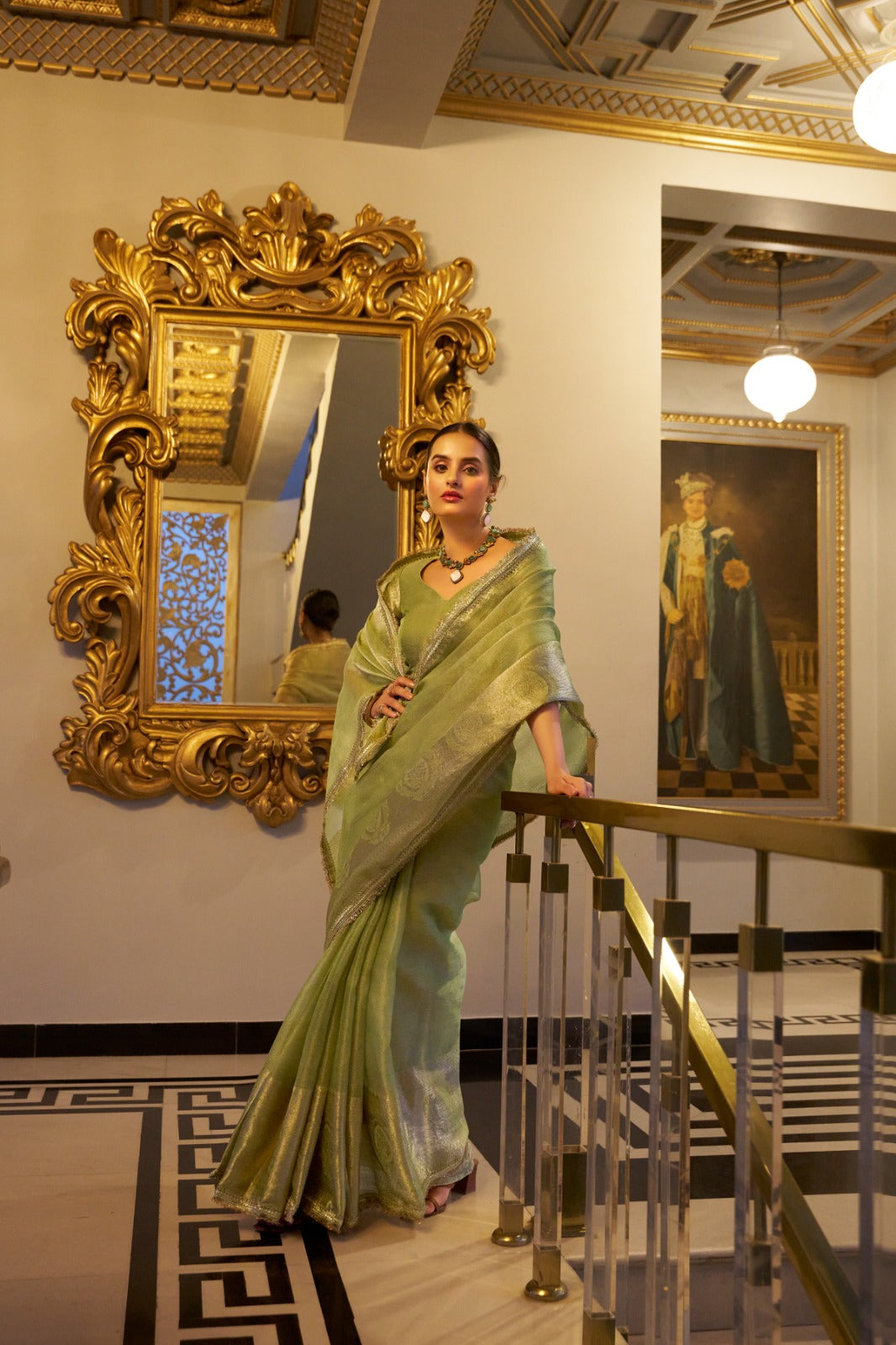 Vani - Green Tissue Shimmer Saree