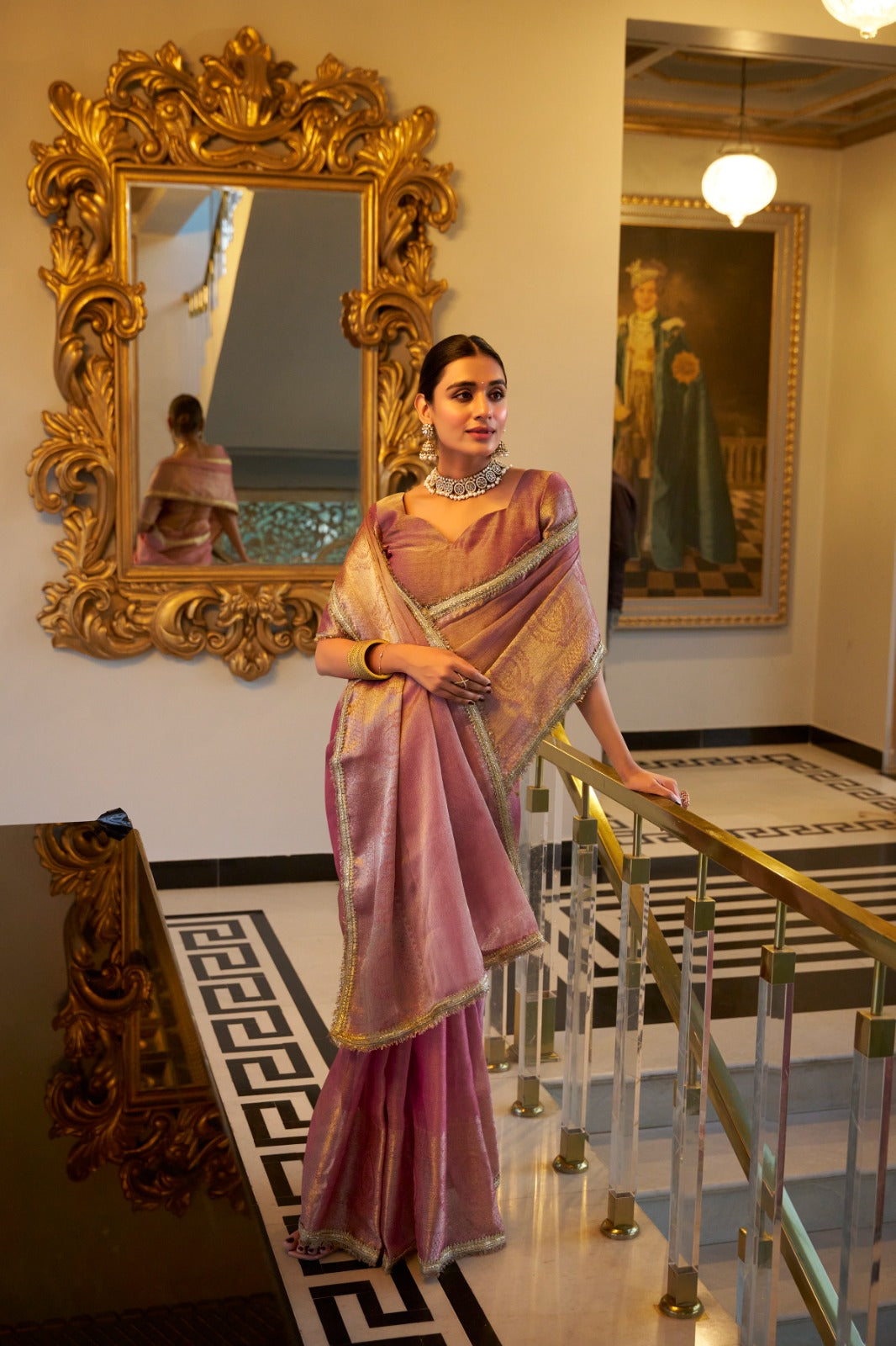 Vani - Pink Tissue Shimmer Saree
