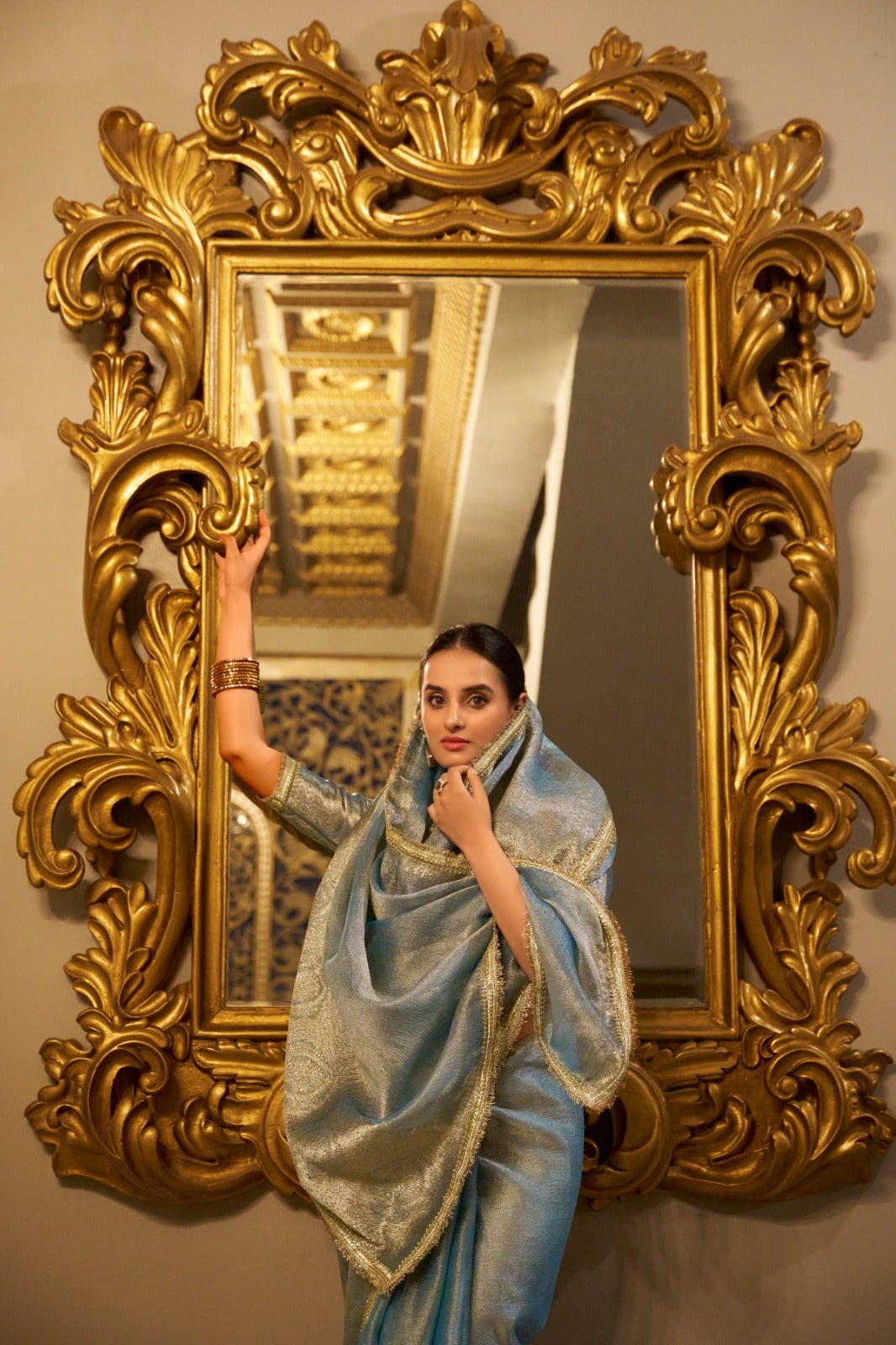 Vani - Blue Tissue Shimmer Saree