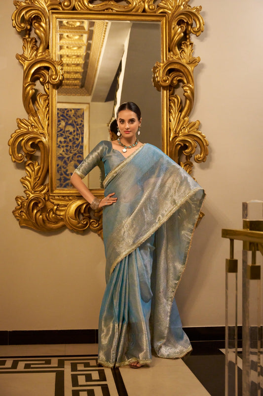 Vani - Blue Tissue Shimmer Saree