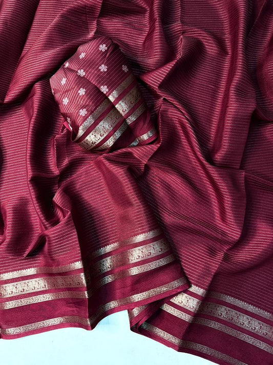 Isha - Crepe Saree with Jacquard Zari Weaving