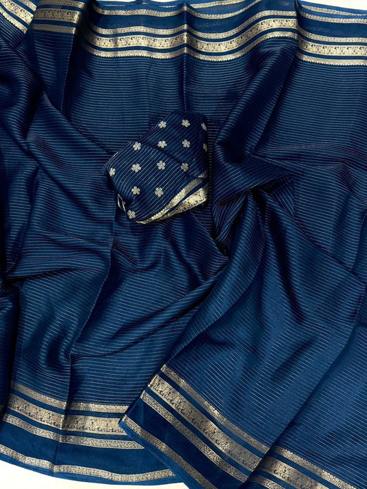 Isha - Crepe Saree with Jacquard Zari Weaving