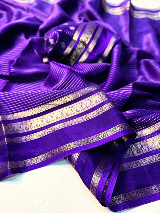 Isha - Crepe Saree with Jacquard Zari Weaving