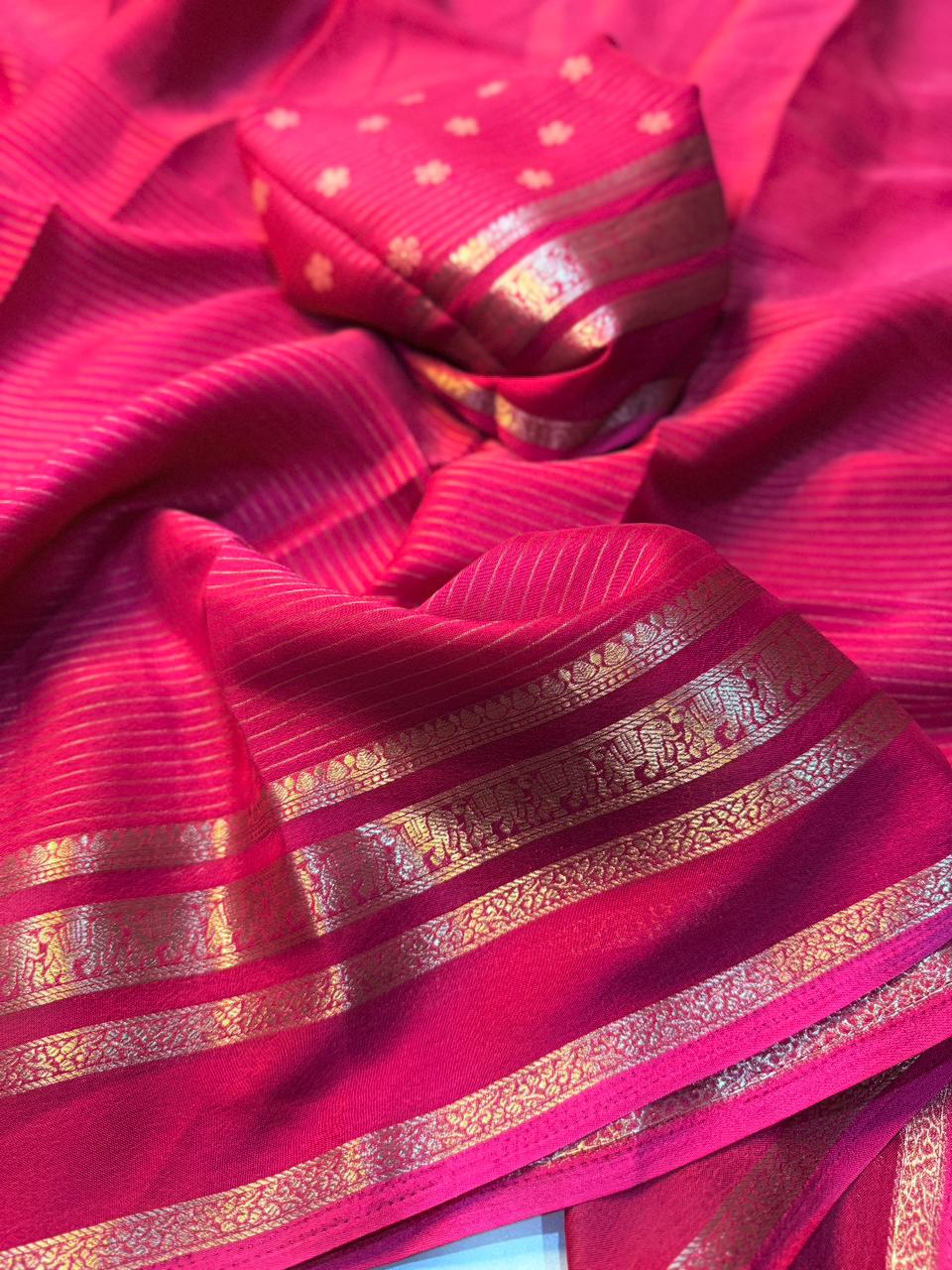 Isha - Crepe Saree with Jacquard Zari Weaving