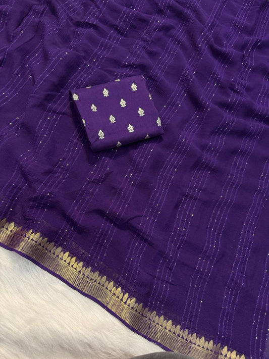 Rekha - Viscose Georgette Sequence Saree